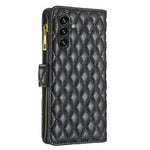 BINFEN COLOR for Samsung Galaxy S26 FE BF Style-15 Leather Case Zipper Pocket Rhombus Phone Cover