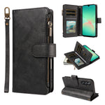Samsung Galaxy A18 5G / A18 4G A17 5G / A17 4G / A26 5G / A16 5G / A16 4G Läderfodral 9 Kortfack Blixtlåsficka mobilfodral med Handledsrem