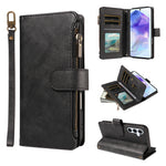 For Samsung Galaxy A55 5G Leather Case 9 Card Slots Zipper Pocket Phone Cover with Wrist Strap