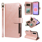 For Samsung Galaxy A37 5G Leather Case 9 Card Slots Zipper Pocket Phone Cover with Wrist Strap