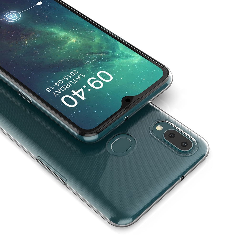 Slankt gennemsigtigt telefoncover til Samsung Galaxy A20e, blødt TPU beskyttende anti-fald mobiltelefon-bagside
