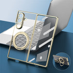 For Samsung Galaxy Z Fold8 Ultra Case Rotating Magnetic Kickstand Clear PC Phone Cover with Tempered Glass Screen Protector