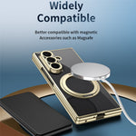 For Samsung Galaxy Z Fold8 Ultra Case Rotating Magnetic Kickstand Clear PC Phone Cover with Tempered Glass Screen Protector