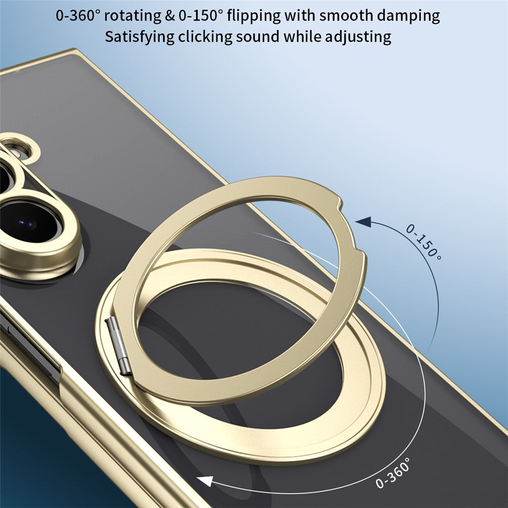 For Samsung Galaxy Z Fold8 Ultra Case Rotating Magnetic Kickstand Clear PC Phone Cover with Tempered Glass Screen Protector