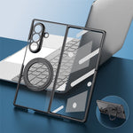 For Samsung Galaxy Z Fold8 Ultra Case Rotating Magnetic Kickstand Clear PC Phone Cover with Tempered Glass Screen Protector