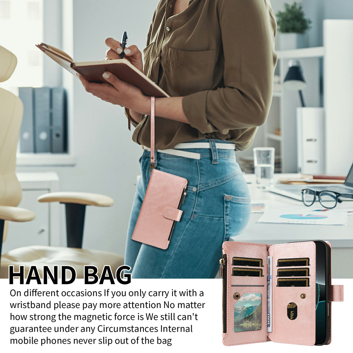 For Samsung Galaxy S26+ Leather Case 9 Card Slots Zipper Pocket Phone Cover with Wrist Strap