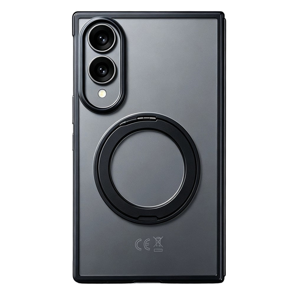 Til Samsung Galaxy Z Fold8 cover Roterende magnetisk støtteben Gennemsigtigt PC telefoncover med hærdet glas skærmbeskytter