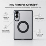 Til Samsung Galaxy Z Fold8 cover Roterende magnetisk støtteben Gennemsigtigt PC telefoncover med hærdet glas skærmbeskytter