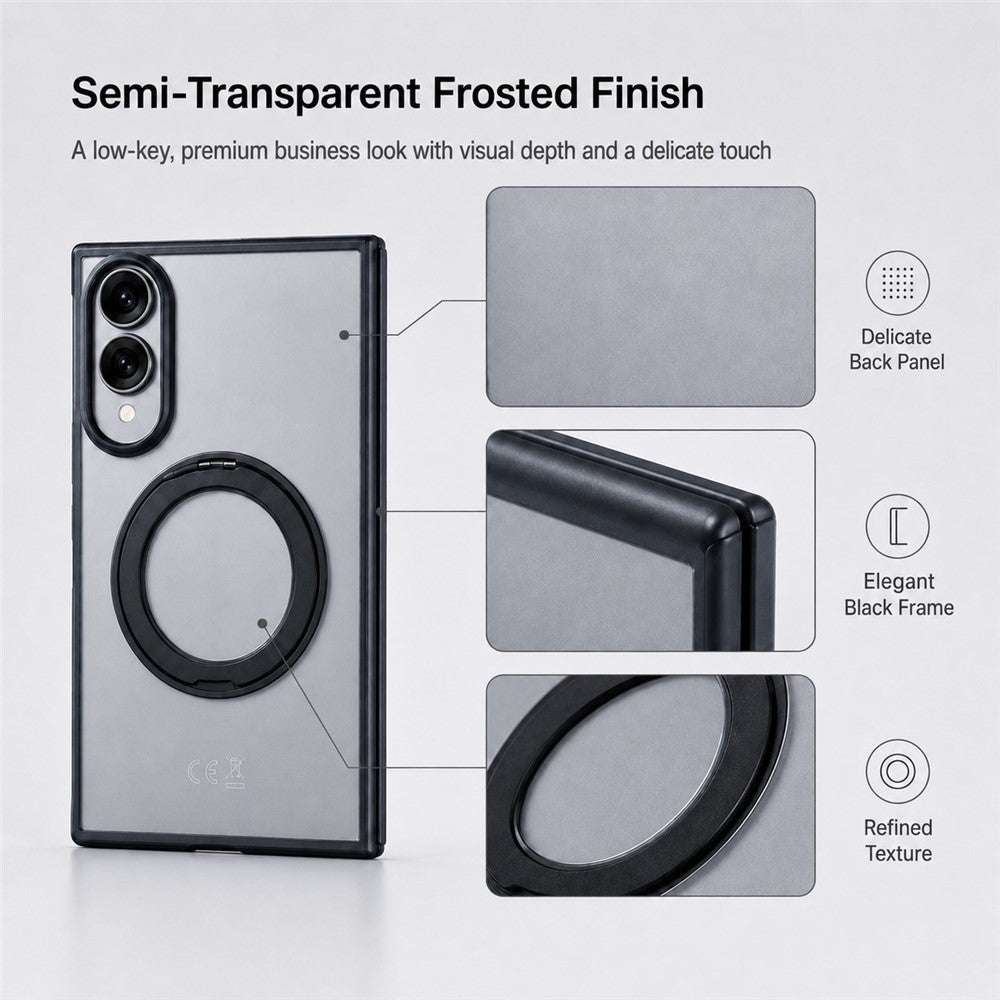 Til Samsung Galaxy Z Fold8 cover Roterende magnetisk støtteben Gennemsigtigt PC telefoncover med hærdet glas skærmbeskytter