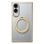 Til Samsung Galaxy Z Fold8 cover Roterende magnetisk støtteben Gennemsigtigt PC telefoncover med hærdet glas skærmbeskytter