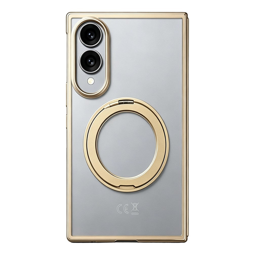 Til Samsung Galaxy Z Fold8 cover Roterende magnetisk støtteben Gennemsigtigt PC telefoncover med hærdet glas skærmbeskytter