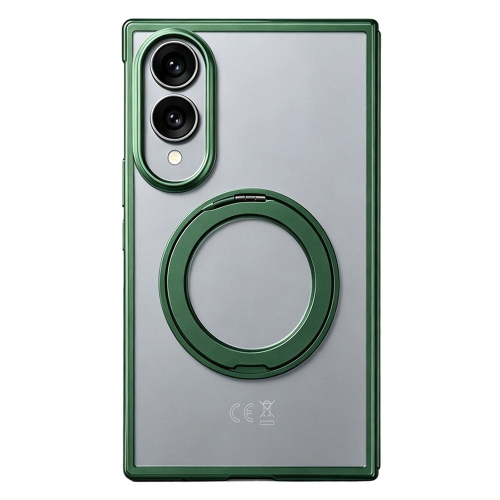 Til Samsung Galaxy Z Fold8 cover Roterende magnetisk støtteben Gennemsigtigt PC telefoncover med hærdet glas skærmbeskytter