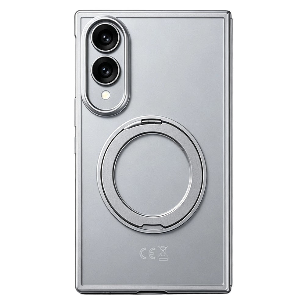 Til Samsung Galaxy Z Fold8 cover Roterende magnetisk støtteben Gennemsigtigt PC telefoncover med hærdet glas skærmbeskytter