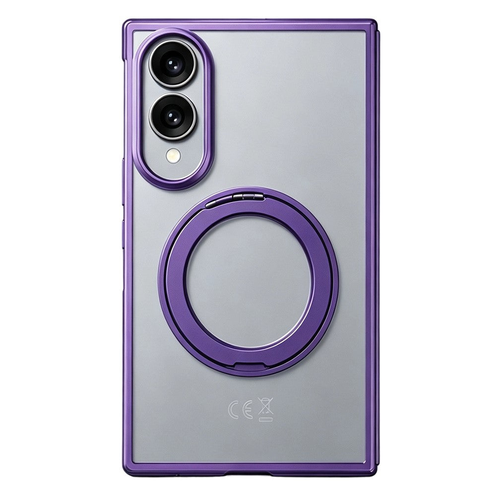 Til Samsung Galaxy Z Fold8 cover Roterende magnetisk støtteben Gennemsigtigt PC telefoncover med hærdet glas skærmbeskytter