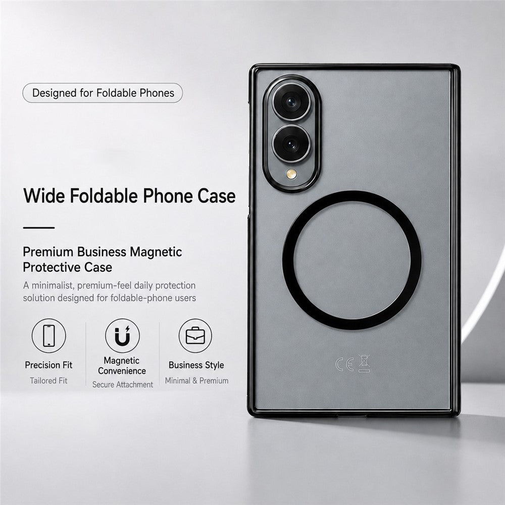 Til Samsung Galaxy Z Fold8 Magnetisk Etui Galvaniseret Gennemsigtig PC Foldbar Telefoncover med Hærdet Glas Skærmbeskytter