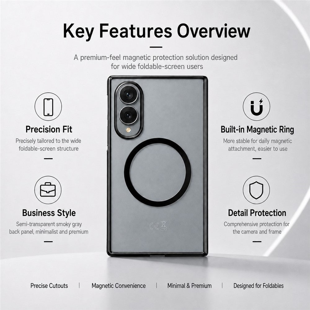 Til Samsung Galaxy Z Fold8 Magnetisk Etui Galvaniseret Gennemsigtig PC Foldbar Telefoncover med Hærdet Glas Skærmbeskytter