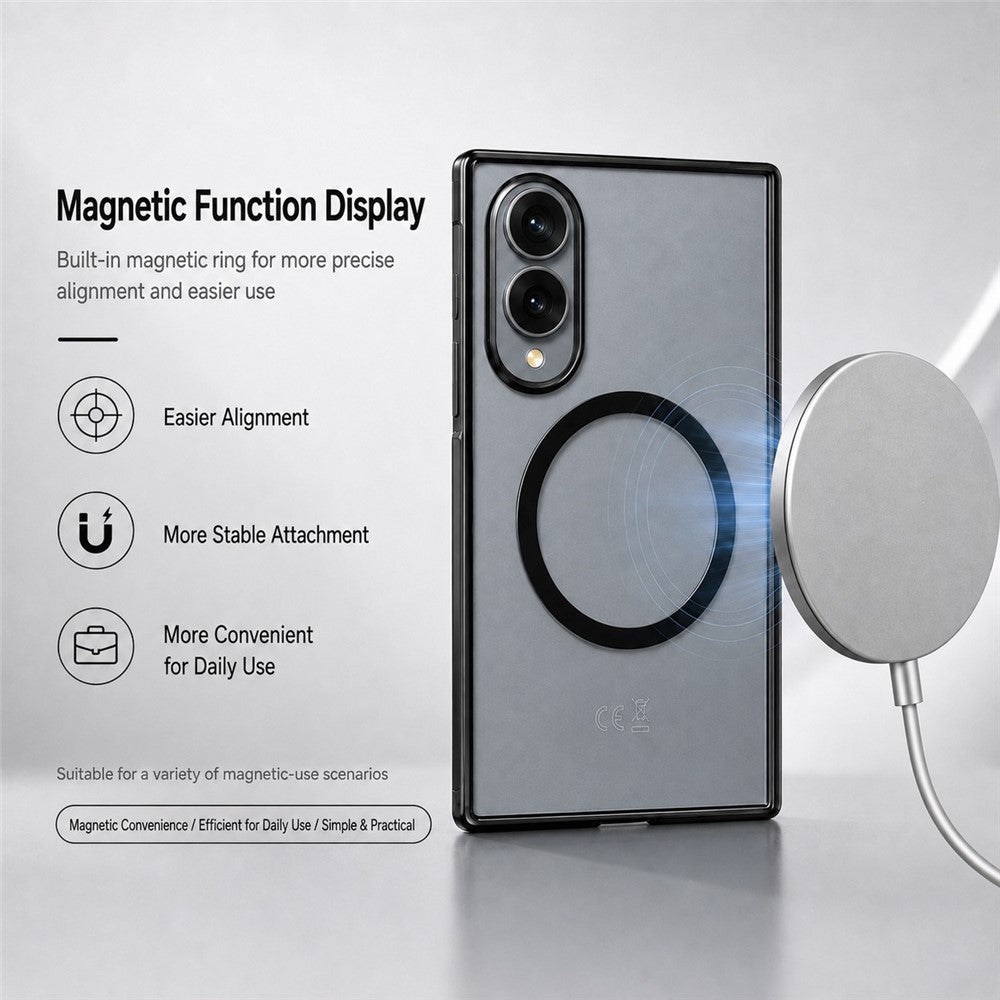 Til Samsung Galaxy Z Fold8 Magnetisk Etui Galvaniseret Gennemsigtig PC Foldbar Telefoncover med Hærdet Glas Skærmbeskytter