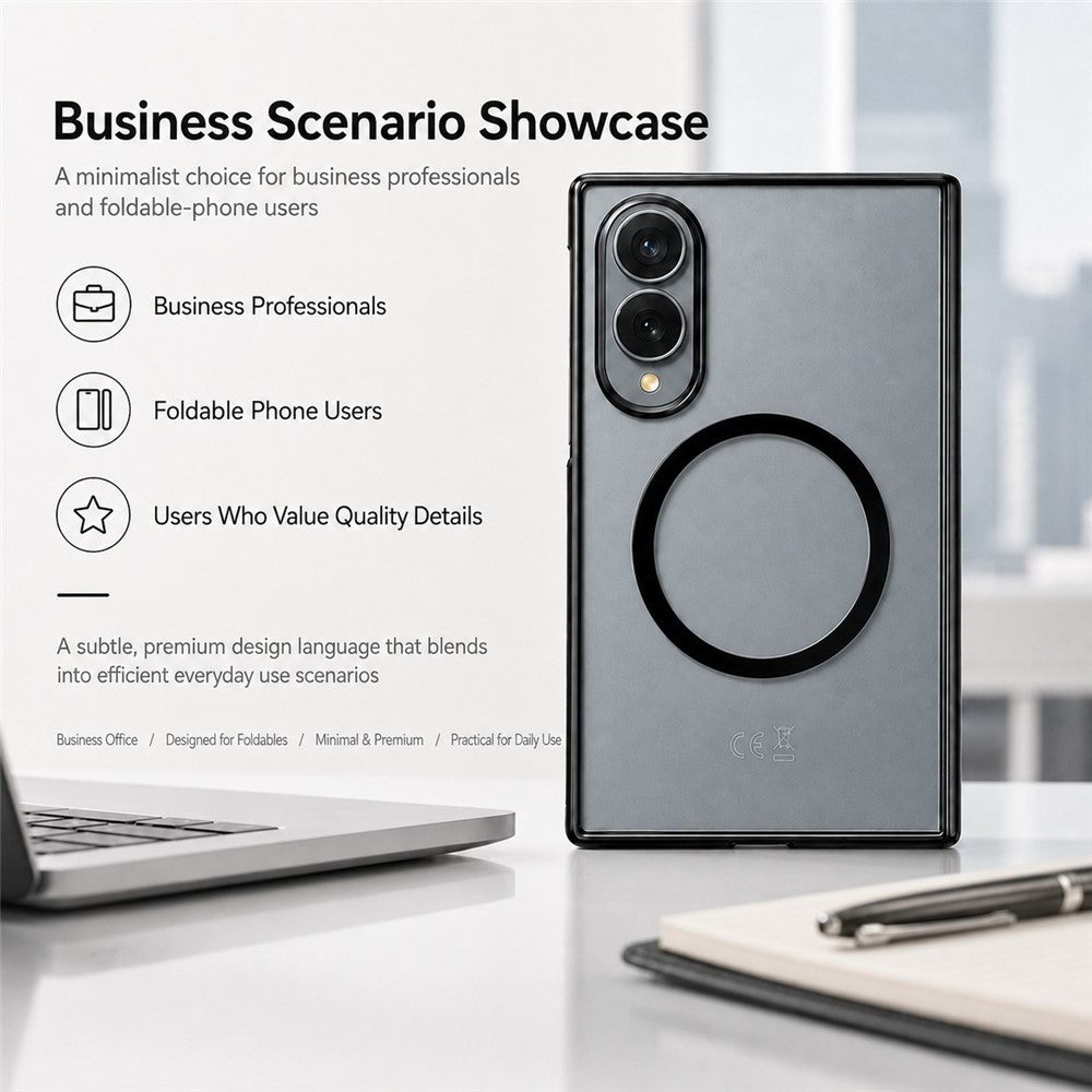 Til Samsung Galaxy Z Fold8 Magnetisk Etui Galvaniseret Gennemsigtig PC Foldbar Telefoncover med Hærdet Glas Skærmbeskytter