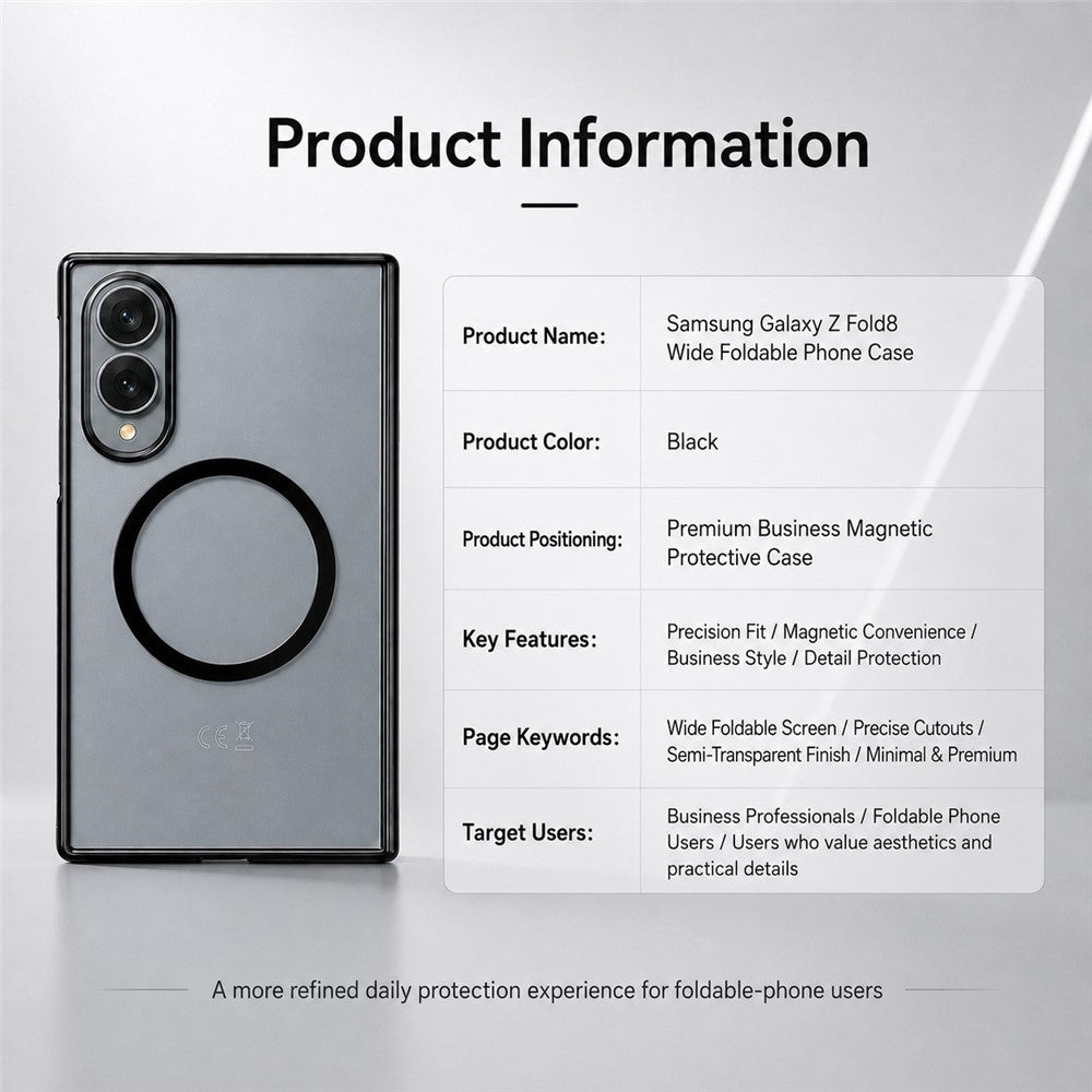 Til Samsung Galaxy Z Fold8 Magnetisk Etui Galvaniseret Gennemsigtig PC Foldbar Telefoncover med Hærdet Glas Skærmbeskytter