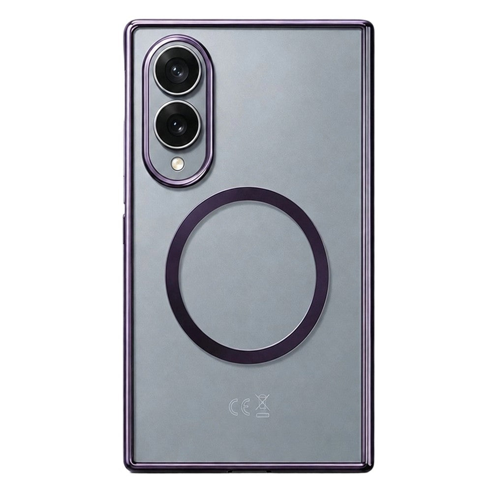 Til Samsung Galaxy Z Fold8 Magnetisk Etui Galvaniseret Gennemsigtig PC Foldbar Telefoncover med Hærdet Glas Skærmbeskytter