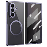 For Samsung Galaxy Z Fold8 Ultra Magnetic Case Electroplated Transparent PC Folding Phone Cover with Tempered Glass Screen Protector
