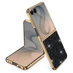 For Samsung Galaxy Z Flip8 Case Leather + PC Electroplating Glitter Phone Cover
