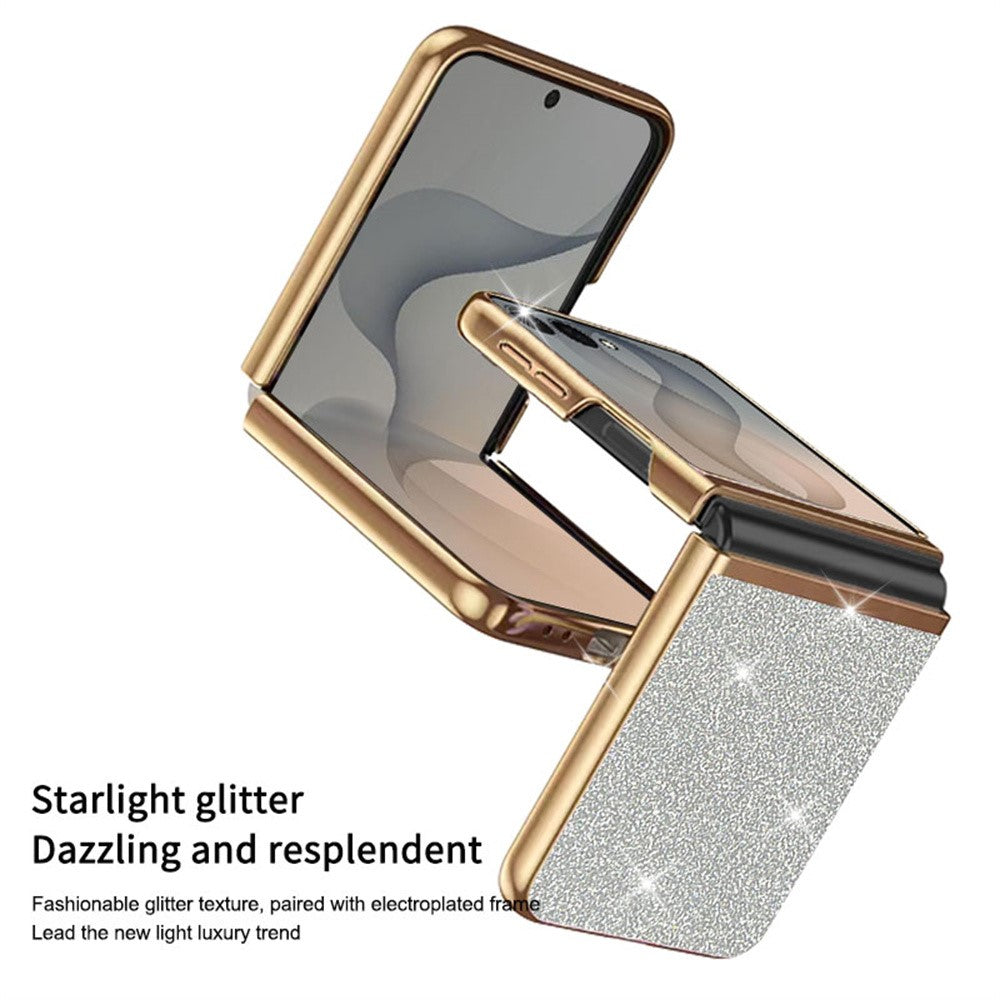 For Samsung Galaxy Z Flip8 Case Leather + PC Electroplating Glitter Phone Cover