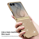 For Samsung Galaxy Z Flip8 Case Leather + PC Electroplating Glitter Phone Cover
