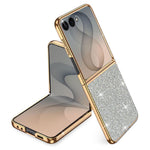 For Samsung Galaxy Z Flip8 Case Leather + PC Electroplating Glitter Phone Cover