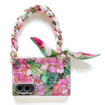 For Samsung Galaxy Z Fold8 Case Gilded Floral Pattern Hard PC Phone Cover with Detachable Silk Ribbon Hand Strap