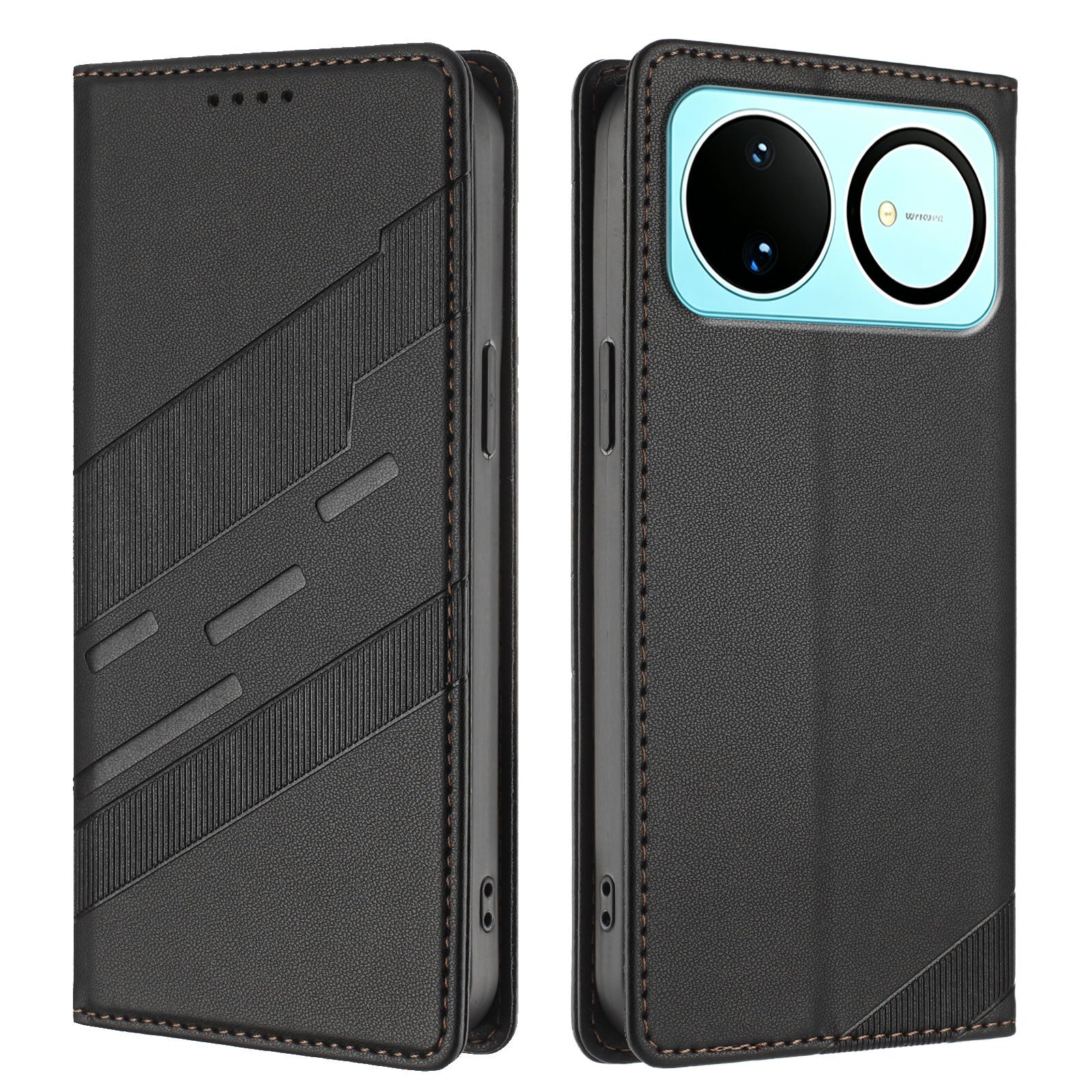 Til Huawei nova 16 5G Etui 009 Punk Stil Præget Pung Stander Folio Flip Læder Cover
