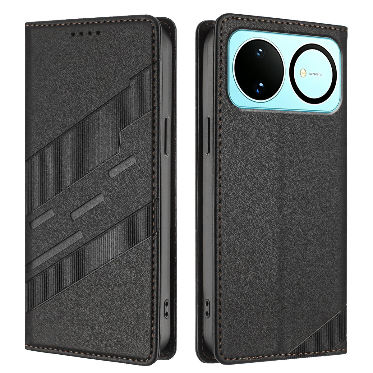 Til Huawei nova 16 5G Etui 009 Punk Stil Præget Pung Stander Folio Flip Læder Cover