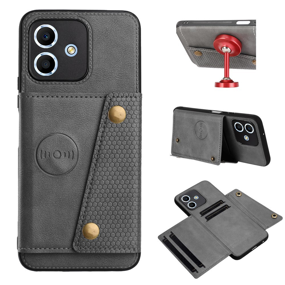 Xiaomi Redmi Note 17 4G (Global) / Note 17 5G (Global) / Note 17 (Indien / Kina) 5G-skal med kortplatser, stativ, läder + TPU-mobilskal