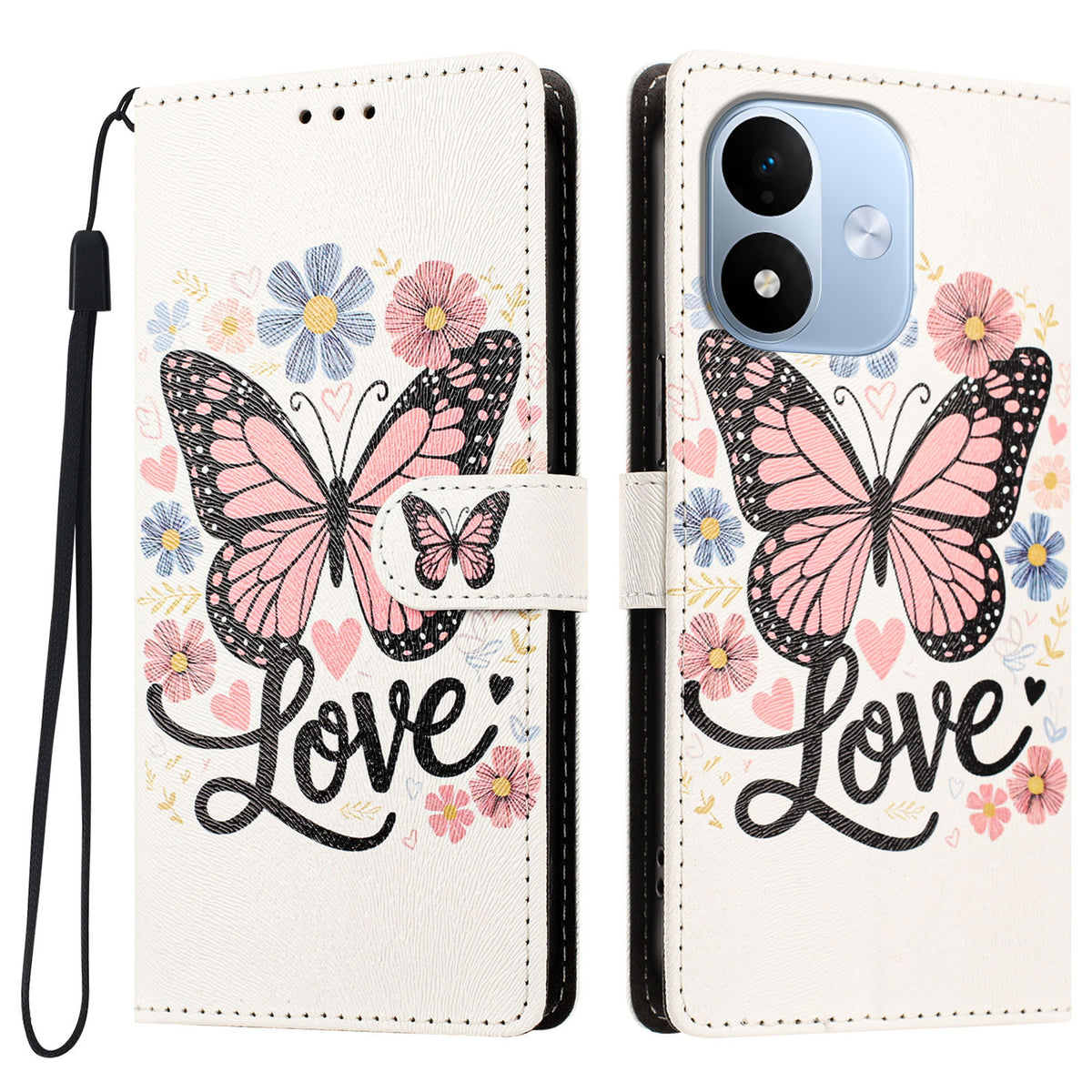 For Xiaomi Redmi Note 17 4G (Global) / Note 17 5G (Global) / Note 17 (India / China) 5G Case Pattern Printed PU Leather Flip Wallet Phone Cover with Wrist Strap