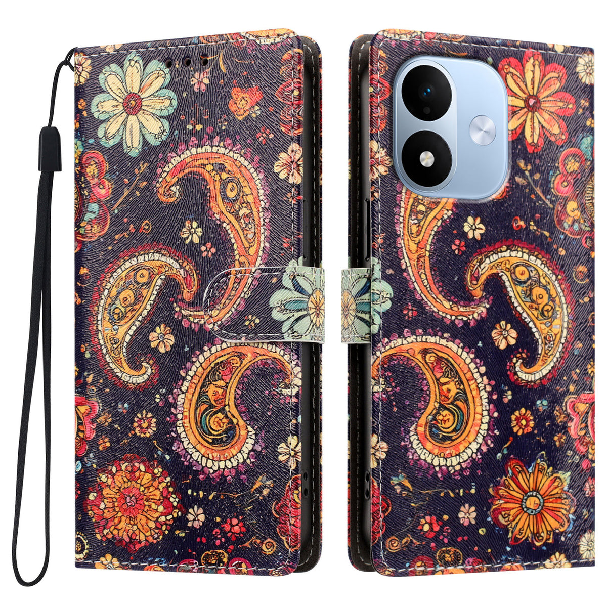 For Xiaomi Redmi Note 17 4G (Global) / Note 17 5G (Global) / Note 17 (India / China) 5G Case Pattern Printed PU Leather Flip Wallet Phone Cover with Wrist Strap