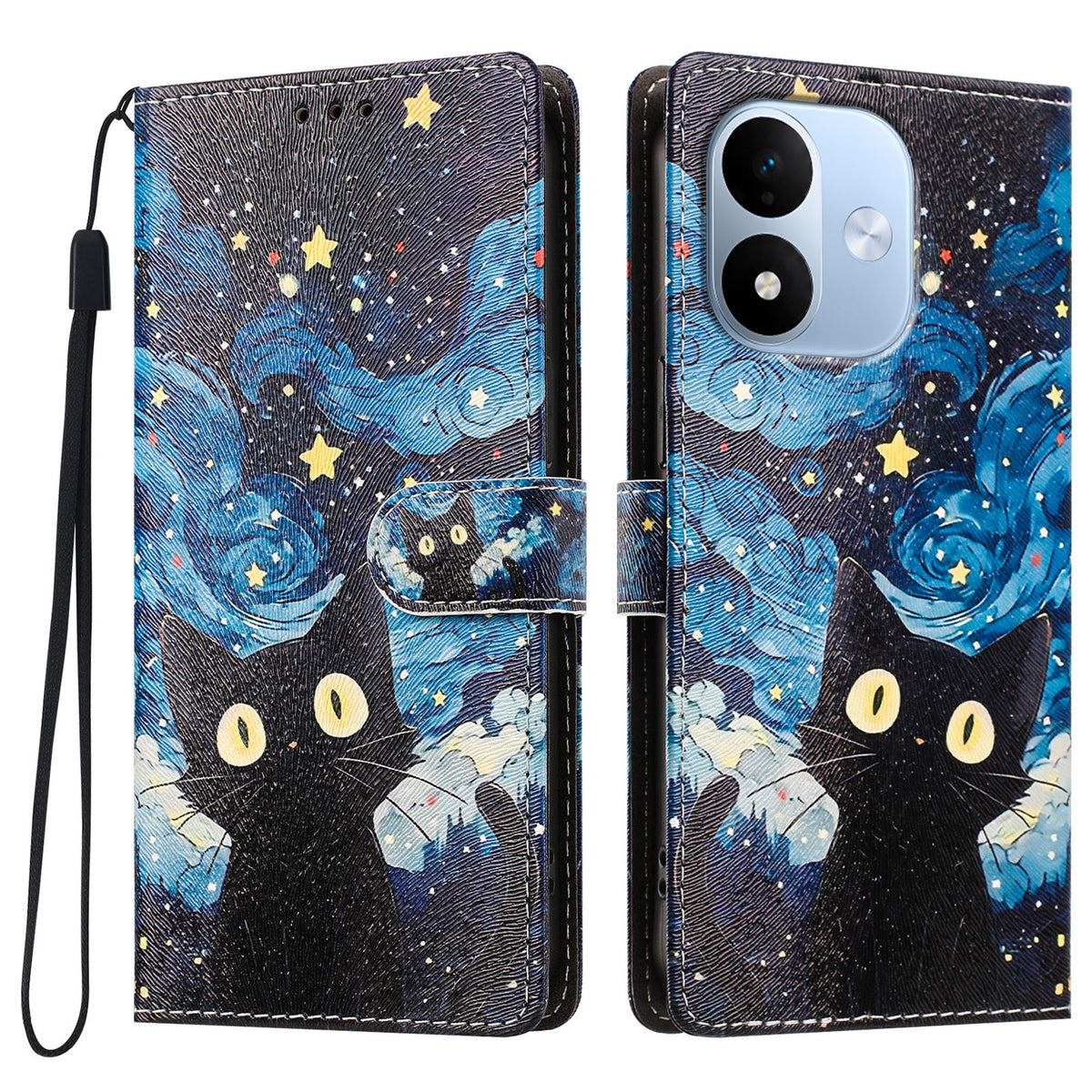 For Xiaomi Redmi Note 17 4G (Global) / Note 17 5G (Global) / Note 17 (India / China) 5G Case Pattern Printed PU Leather Flip Wallet Phone Cover with Wrist Strap
