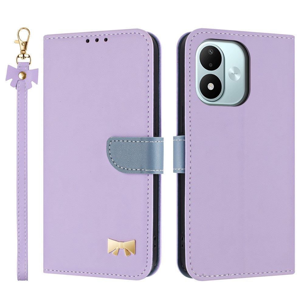 For Xiaomi Redmi Note 17 4G (Global) / Note 17 5G (Global) / Note 17 (India / China) 5G Case Bowknot Decor Wallet Leather Phone Cover with Wrist Strap