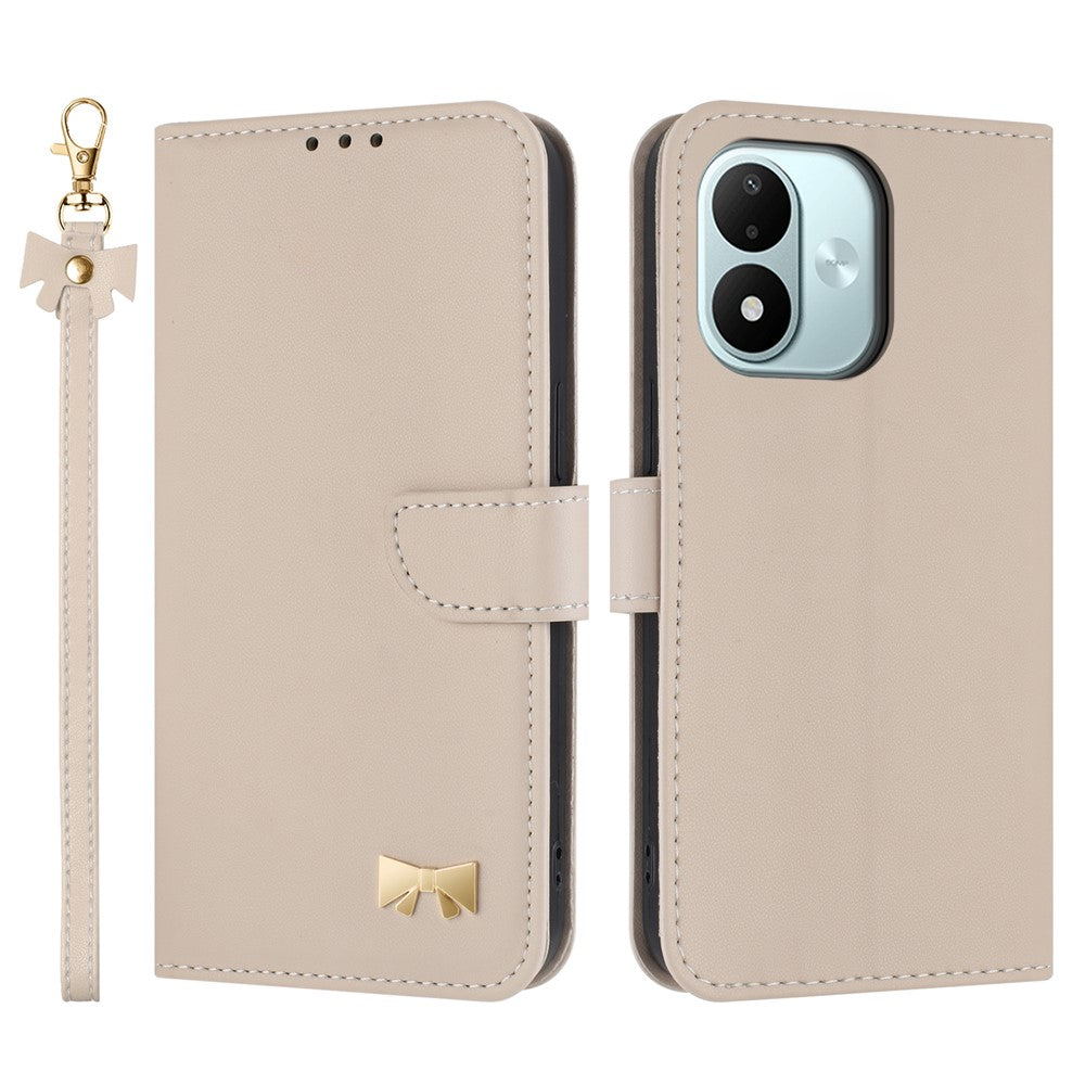 For Xiaomi Redmi Note 17 4G (Global) / Note 17 5G (Global) / Note 17 (India / China) 5G Case Bowknot Decor Wallet Leather Phone Cover with Wrist Strap