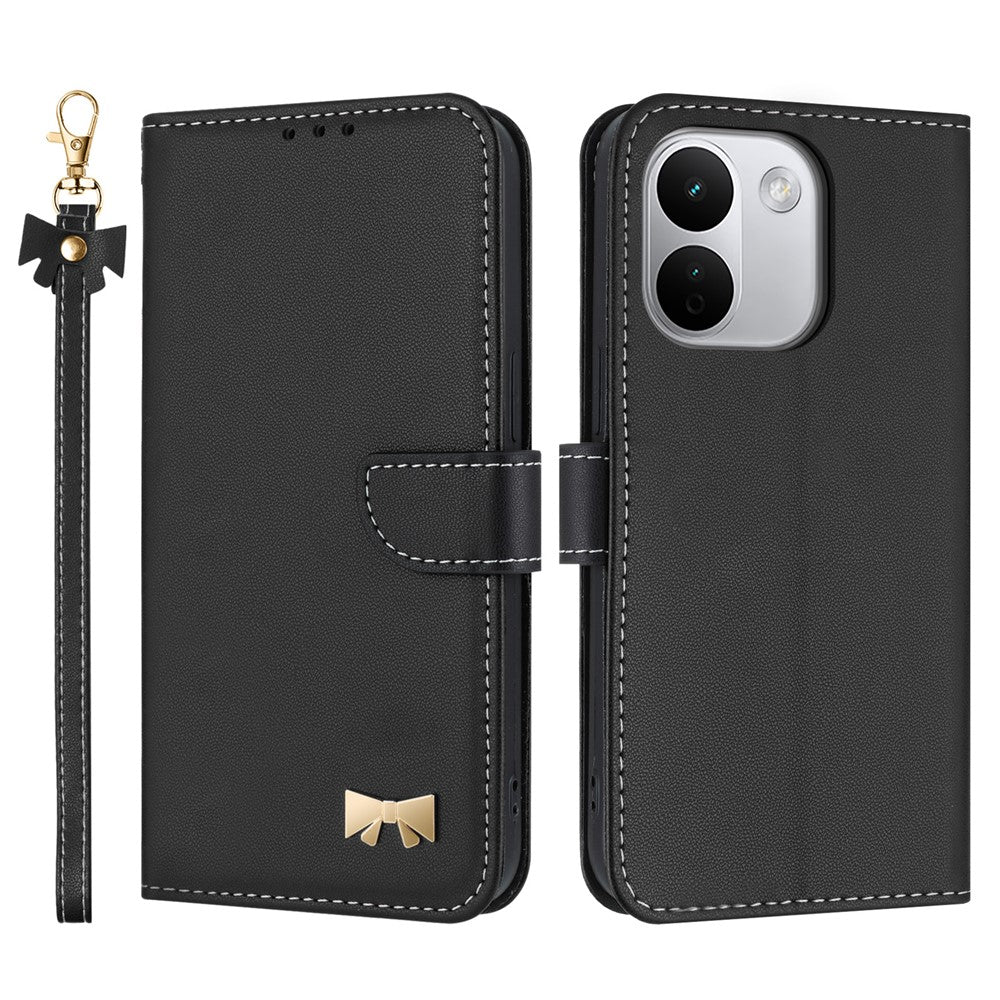 For Xiaomi Redmi Note 17 Pro+ 5G Case Bowknot Decor Wallet Leather Phone Cover with Wrist Strap