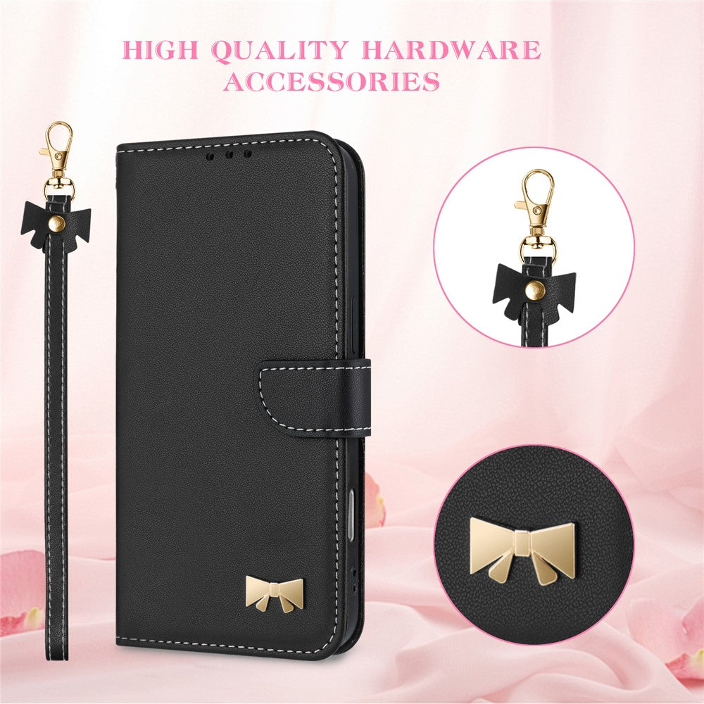 For Xiaomi Redmi Note 17 Pro+ 5G Case Bowknot Decor Wallet Leather Phone Cover with Wrist Strap