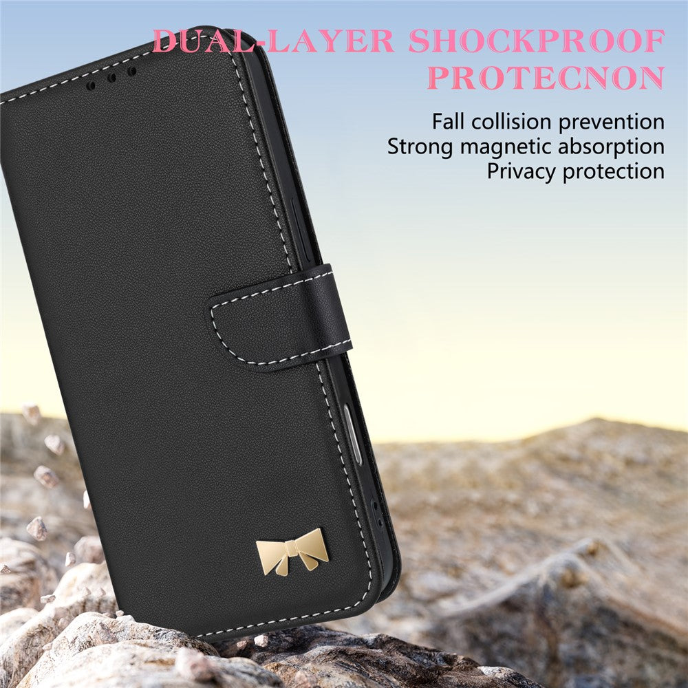 For Xiaomi Redmi Note 17 Pro+ 5G Case Bowknot Decor Wallet Leather Phone Cover with Wrist Strap