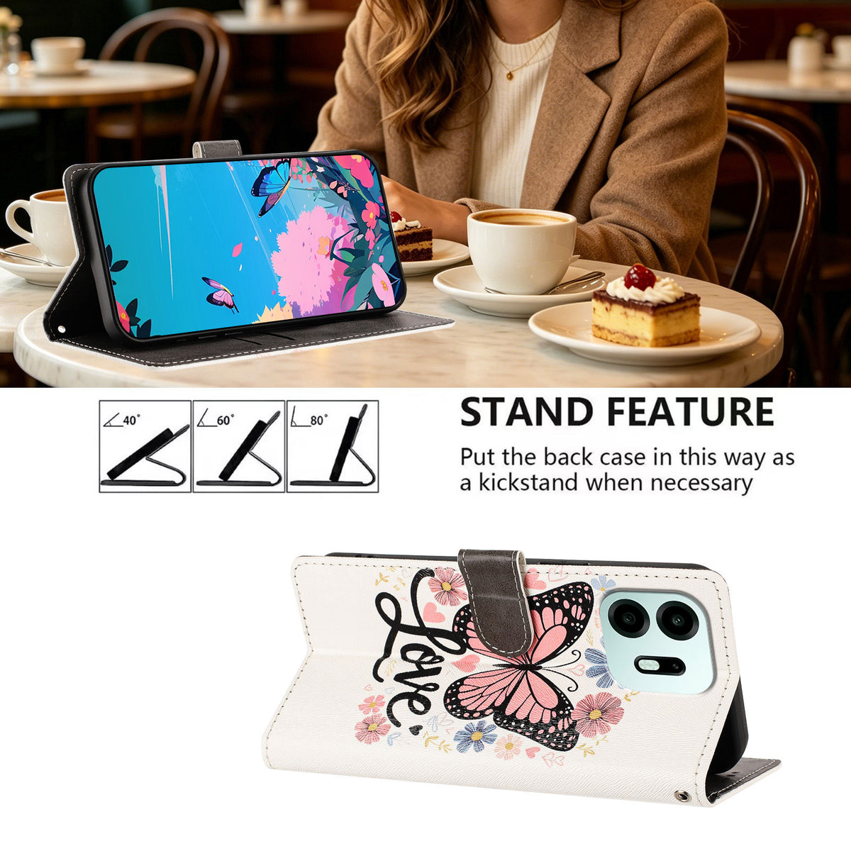 For OnePlus N6 4G Case Pattern Printed PU Leather Flip Wallet Phone Cover with Wrist Strap