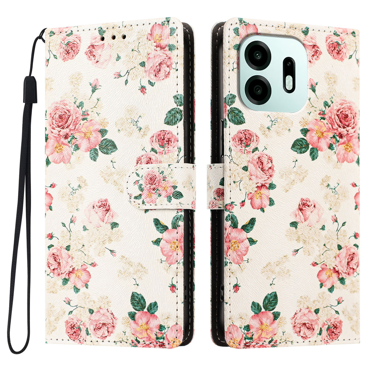 For OnePlus N6 4G Case Pattern Printed PU Leather Flip Wallet Phone Cover with Wrist Strap
