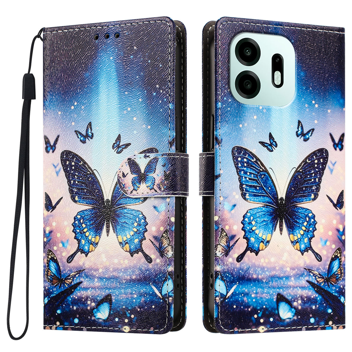 For OnePlus N6 4G Case Pattern Printed PU Leather Flip Wallet Phone Cover with Wrist Strap