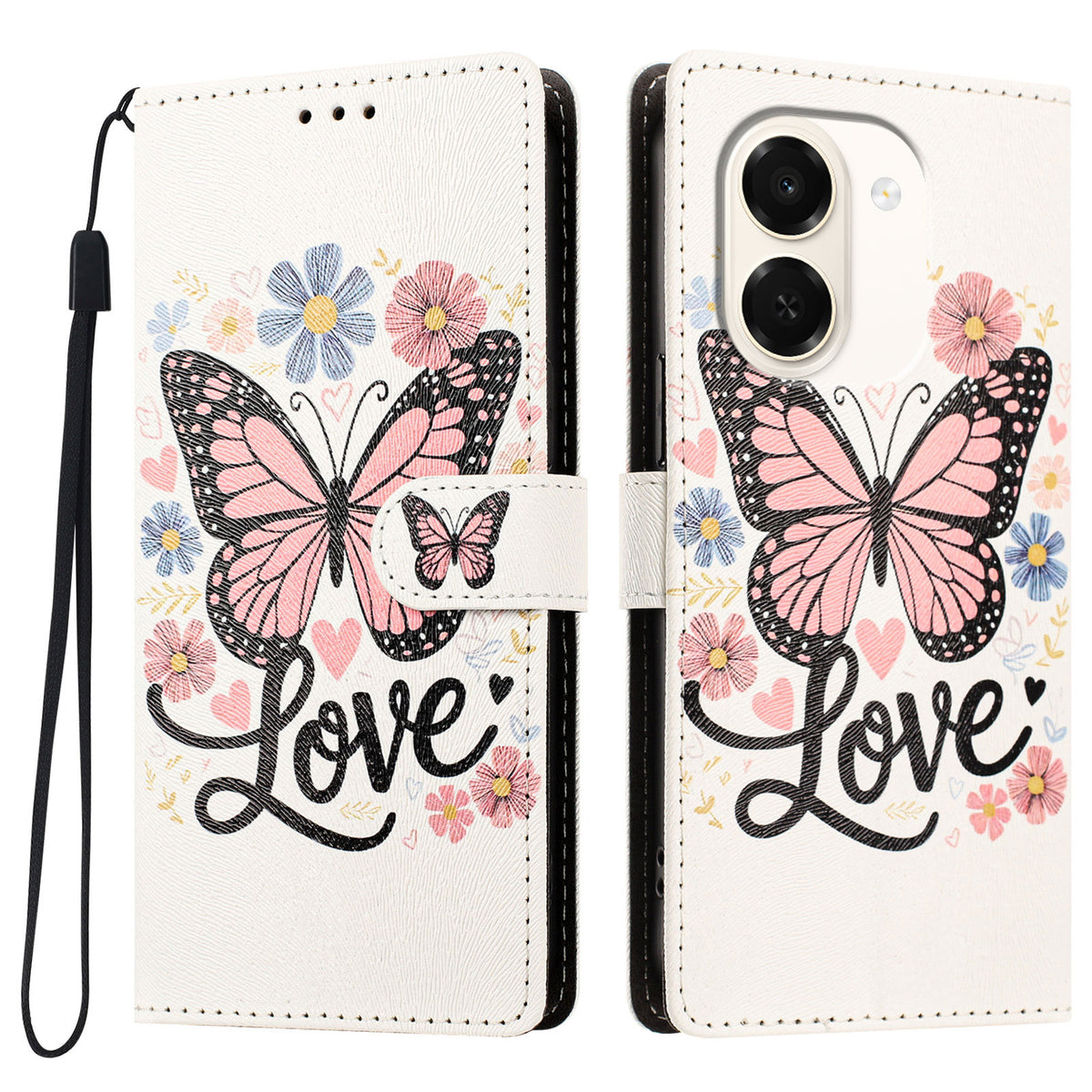 For Honor Play 80 Plus 5G / Honor X7e 4G Case Pattern Printed PU Leather Flip Wallet Phone Cover with Wrist Strap