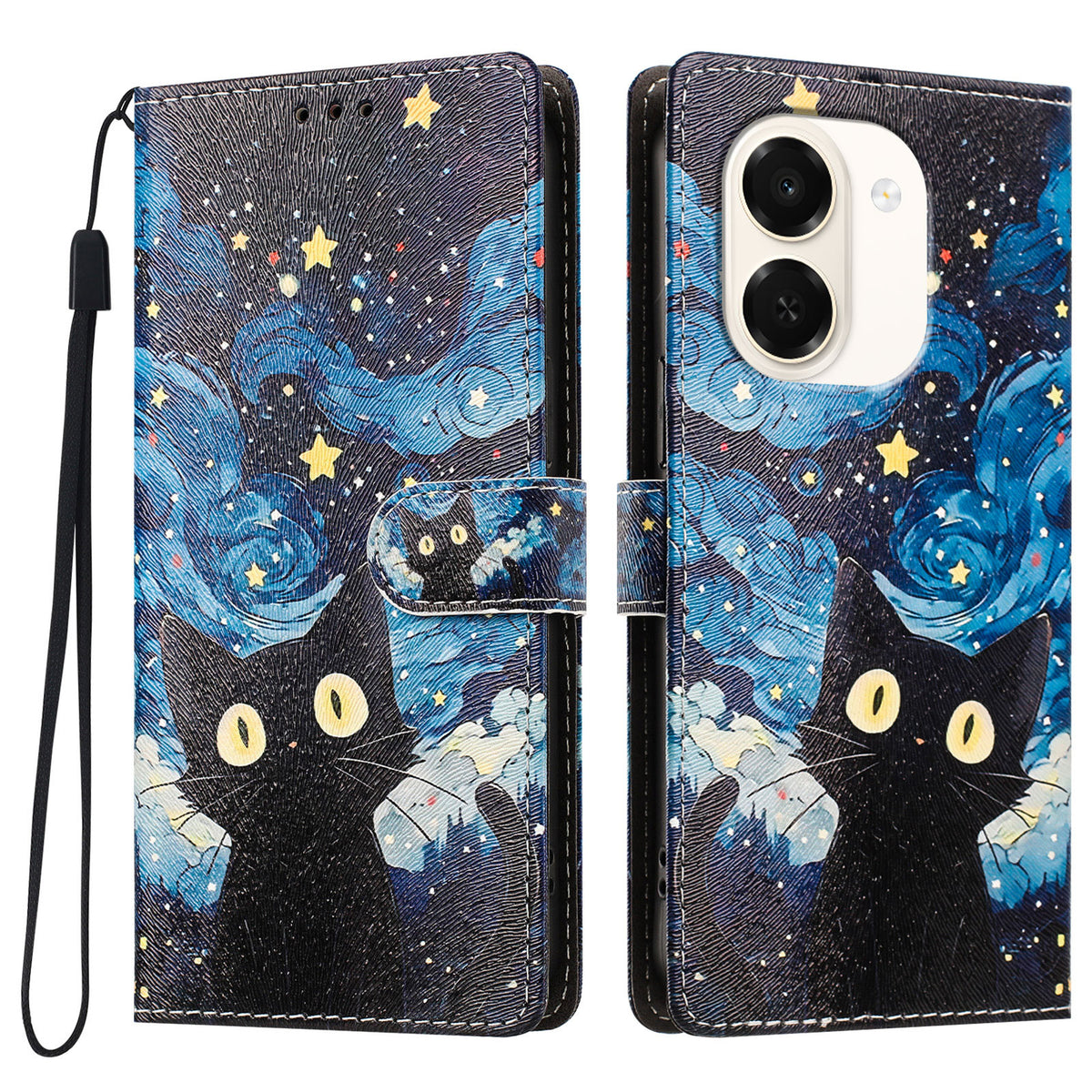 For Honor Play 80 Plus 5G / Honor X7e 4G Case Pattern Printed PU Leather Flip Wallet Phone Cover with Wrist Strap