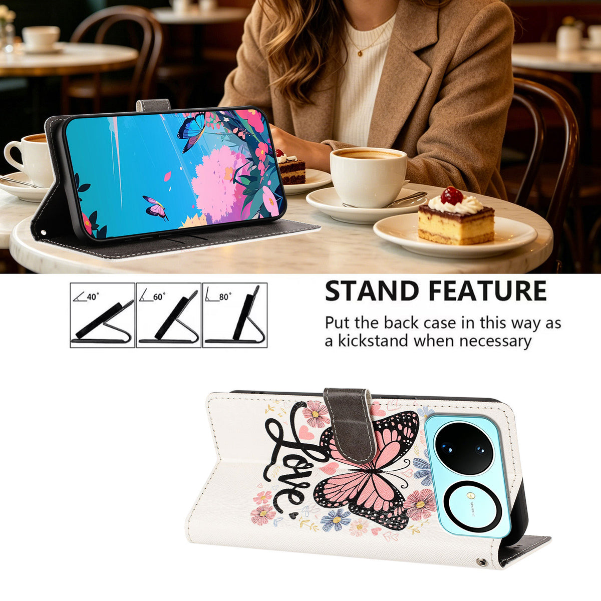 Huawei Nova 16 5G-skal Mönstertryckt PU-läder Flip-plånbok med handledsrem
