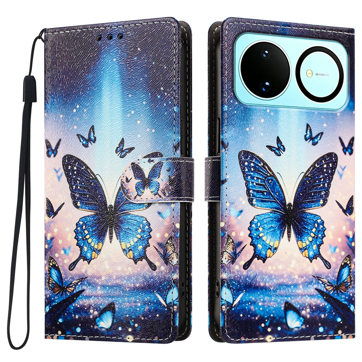 Huawei Nova 16 5G-skal Mönstertryckt PU-läder Flip-plånbok med handledsrem