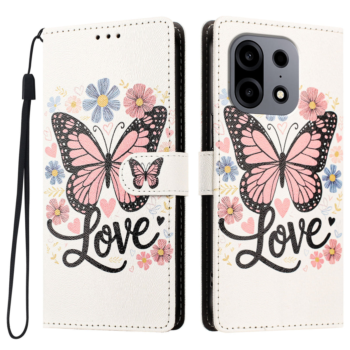 For OnePlus Turbo 6X Pro 5G Case Pattern Printed PU Leather Flip Wallet Phone Cover with Wrist Strap
