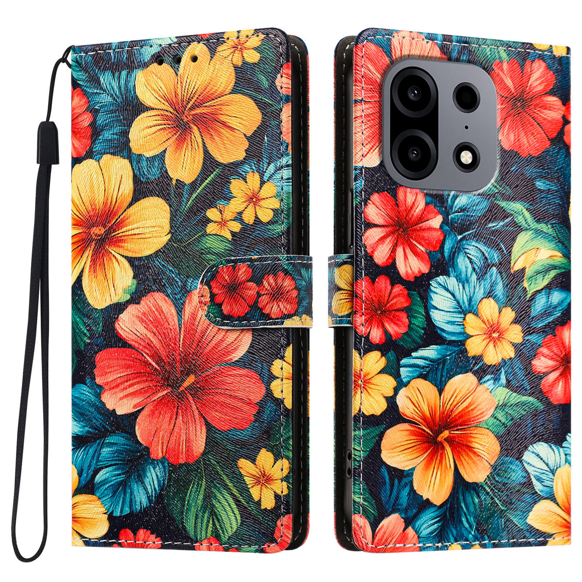 For OnePlus Turbo 6X Pro 5G Case Pattern Printed PU Leather Flip Wallet Phone Cover with Wrist Strap